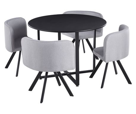 Jedilni set Bevan, črno-siv, 100x73 cm, 67x45x69 cm