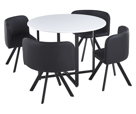 Set de mobilier dining alb negru Bevan 100x73 cm, 67x45x69 cm