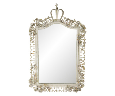 Starožitné béžové železné nástěnné zrcadlo 63x6x102 cm