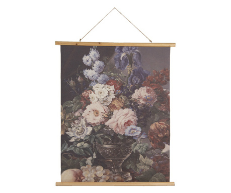 Vícebarevná textilní dekorace na zeď Květiny 80 x 2 x 100 cm