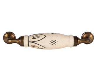 Set od 3 ručke za namještaj zlatno željezo keramika krem 17x5x3 cm