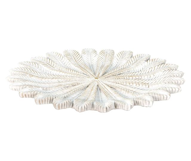 Tava decorativa polirasina alba aurie 20x1 cm