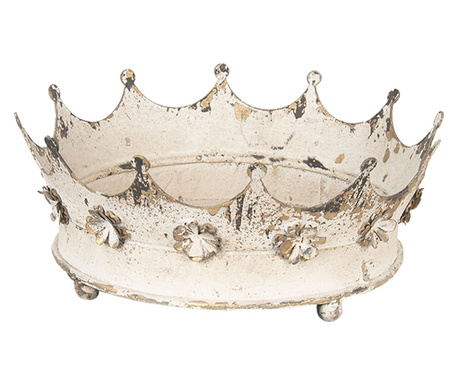 Antikna ukrasna zdjela od bijelog željeza Crown 26x11 cm