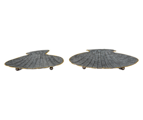 Set od 2 ukrasna tanjura od sivog željeza 30x24x6 cm, 26x20x5 cm