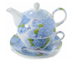 Set čajnika sa šalicom i tanjurićem u plavom ukrasnom porculanu 16 cm x 15 cm x 14 h