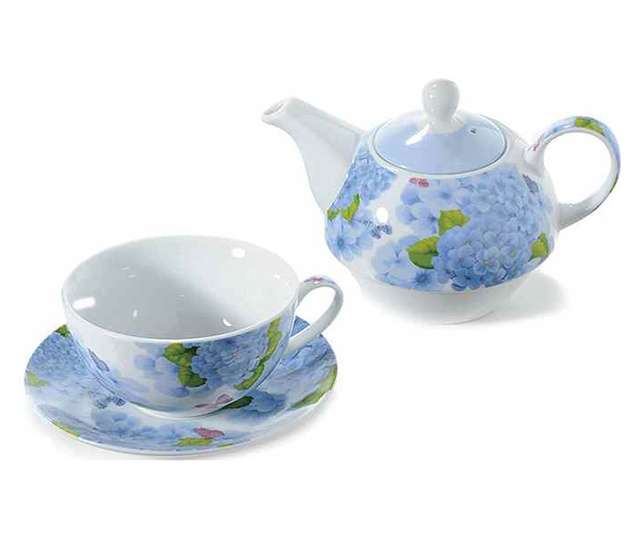 Set čajnika sa šalicom i tanjurićem u plavom ukrasnom porculanu 16 cm x 15 cm x 14 h