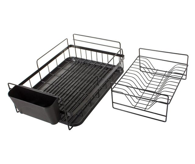 Suport pentru vase 07121, 2 nivele, suporturi pentru ustensile, negru