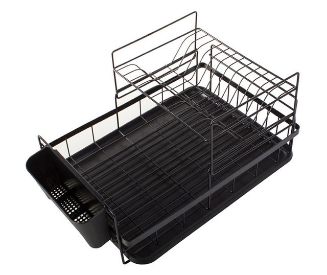 Suport pentru vase 07121, 2 nivele, suporturi pentru ustensile, negru