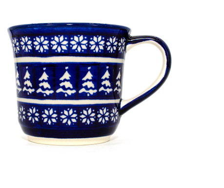 Cana ceramica smaltuita pentru cafea/ceai/vin fiert Christmas Night, pictata manual, 500 ml