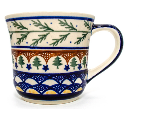 Cana ceramica smaltuita pentru cafea/ceai/vin fiert Festive Season, pictata manual, 500 ml