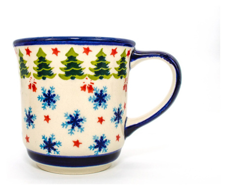 Cana ceramica smaltuita pentru cafea/ceai/vin fiert Winterland, pictata manual, 380 ml