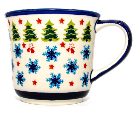 Cana ceramica smaltuita pentru cafea/ceai/vin fiert Winterland, pictata manual, 500 ml