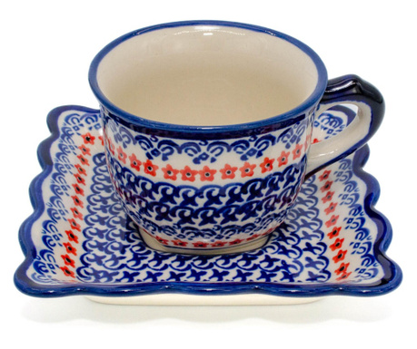 Ceasca pentru cafea cu farfurie Autumn Garden ceramica smaltuita, pictata manual, 150 ml