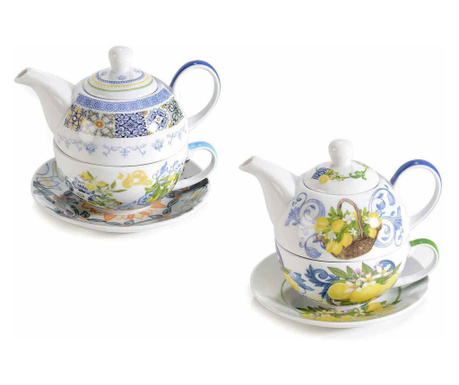 Set 2 čajnika in 2 skodelici iz porcelana Citrus 16,5x10,5x14 cm