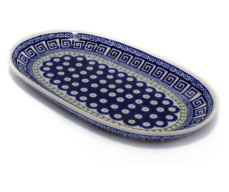 Platou oval pentru servire Infinity, ceramica smaltuita, pictat manual, 16,8 x 27,3 cm, Zaliano