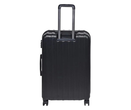 Куфар, Дръжка, Колела, Релефен дизайн, 48x30x77 см, 30 кг, ABS съполимер, Черен