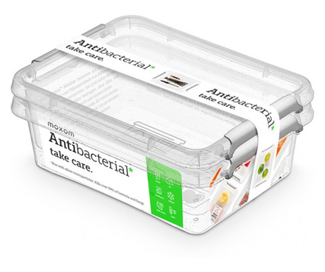 Комплект от 2 кутии за храна Altom, пластмасови, антибактериални, със сребърни частици, 1,15 литра, 20 x 15 x 6 см