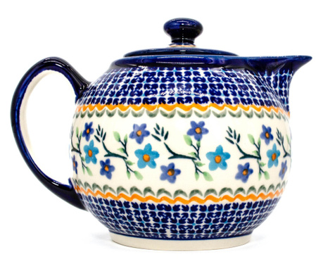 Ceainic Basket of Blue, ceramica smaltuita, pictat manual, 1 L, Zaliano