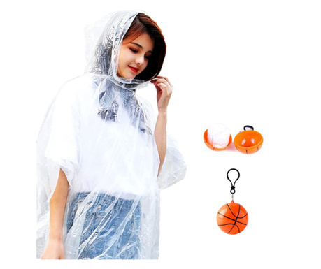 Esőkabát IdeallStore®, Poncho Basketball, egy méret, műanyag, narancssárga
