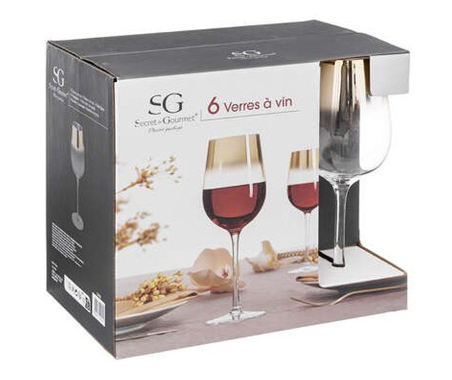 Set 6 pahare vin Arya, sticla, 380 ml, 8,5 x H 23 cm