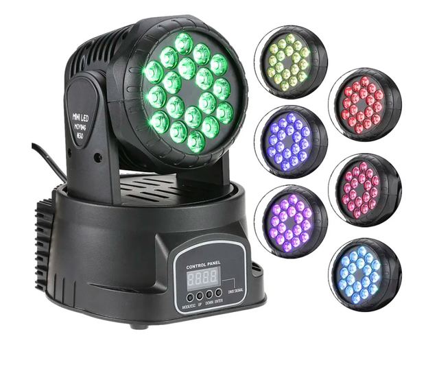 IdeallStore® színes LED projektor, Light Maddness, fényjátékok, 70 W, 18 fényforrás, fekete