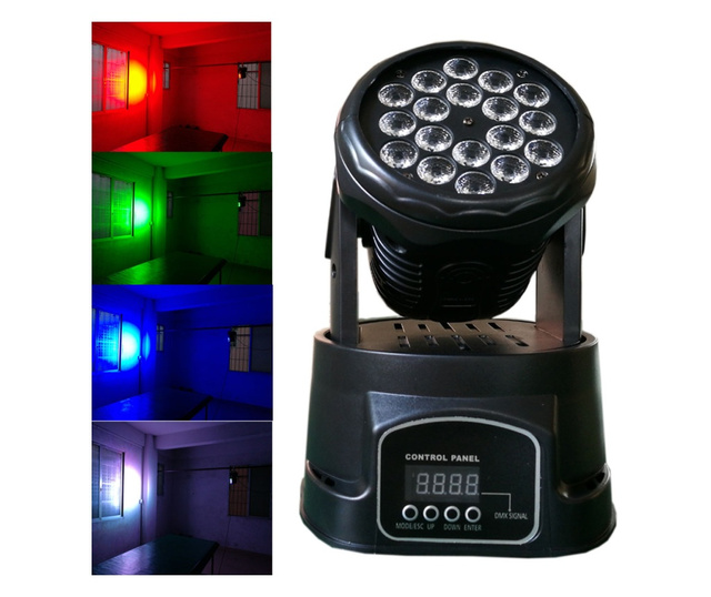 IdeallStore® színes LED projektor, Light Maddness, fényjátékok, 70 W, 18 fényforrás, fekete