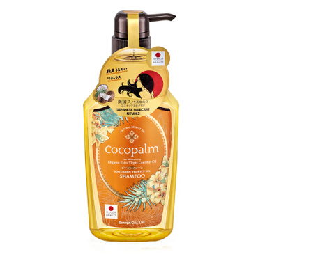COCOPALM - Sampon hidratant pentru par Cocopalm - cu ulei organic din nuca de cocos si hibiscus - 600 ml