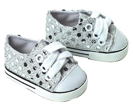 Pantofi Cu Paiete Argintii Pentru Papusi De 18 Inchi, Teamson Kids, Argintiu