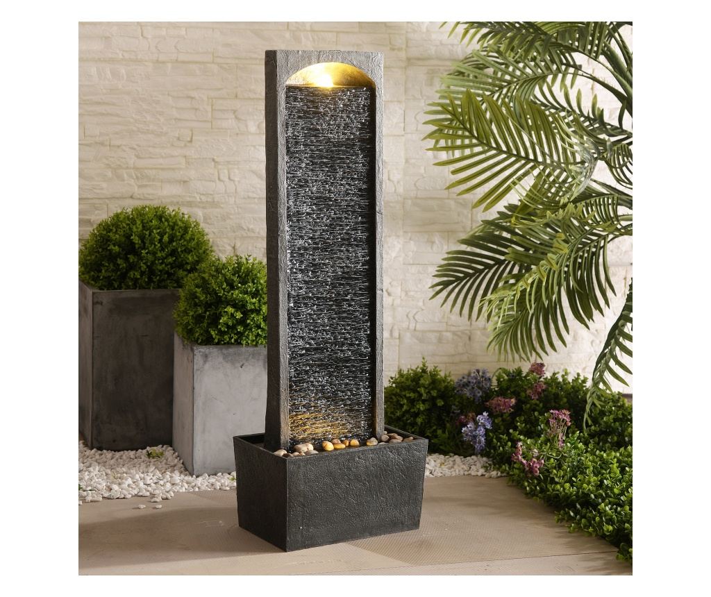 Fantana Cu Finisaj De Piatra, Teamson Home, Led, 98Cm, Gri/Negru - 2