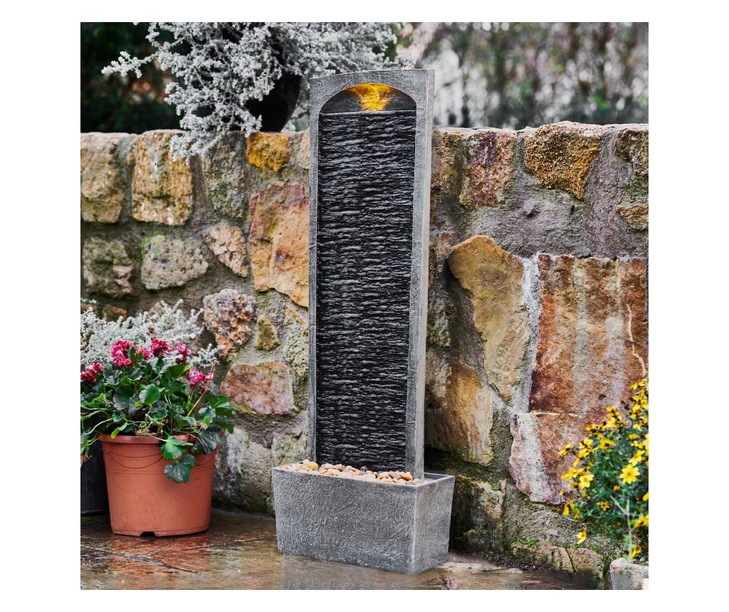 Fantana Cu Finisaj De Piatra, Teamson Home, Led, 98Cm, Gri/Negru - 3