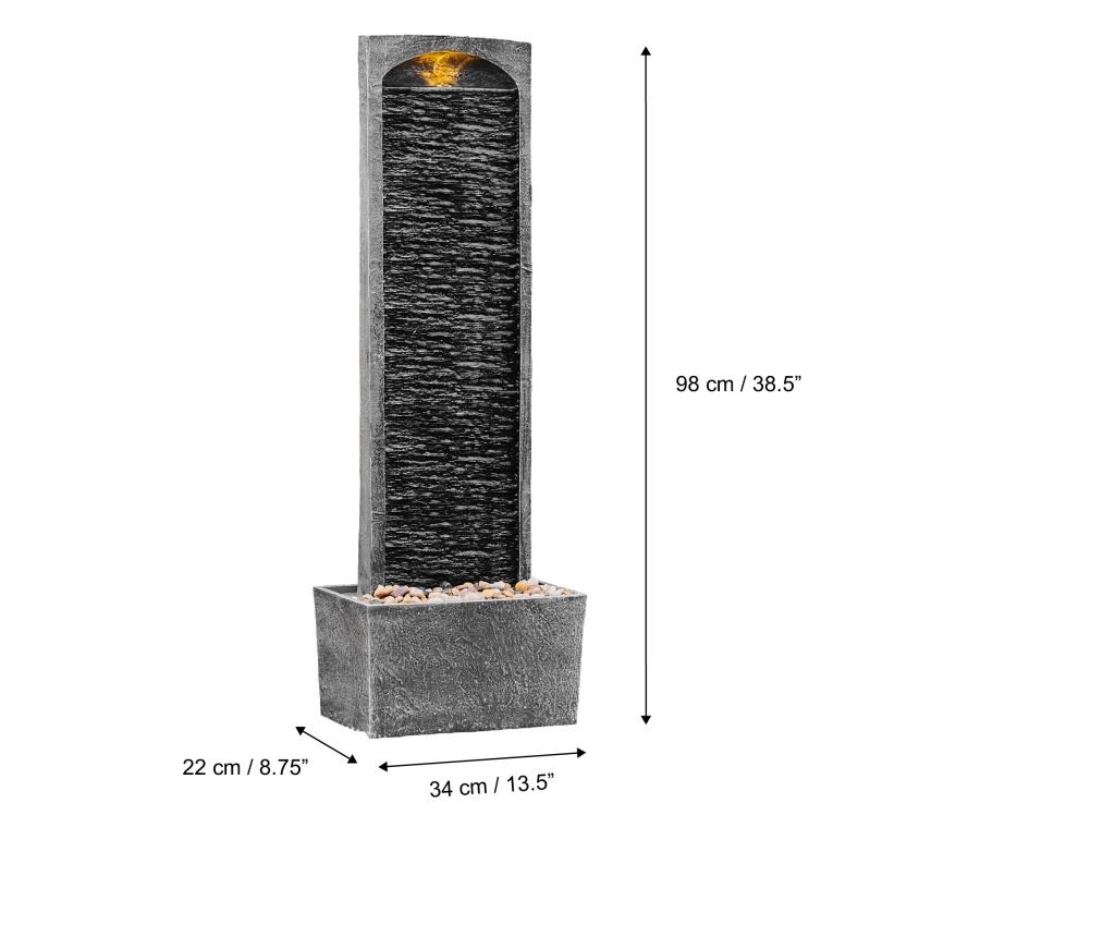 Fantana Cu Finisaj De Piatra, Teamson Home, Led, 98Cm, Gri/Negru - 5