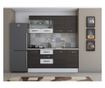 Bucatarie Alfa 180, cu vitrina, wenge/alb, blat termic travertin