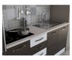 Bucatarie Alfa 180, cu vitrina, wenge/alb, blat termic travertin