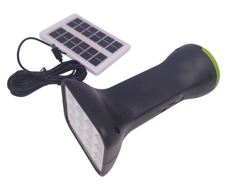IdeallStore® LED-es zseblámpa, napelemes, újratölthető, 2 világítási mód, napelemmel együtt