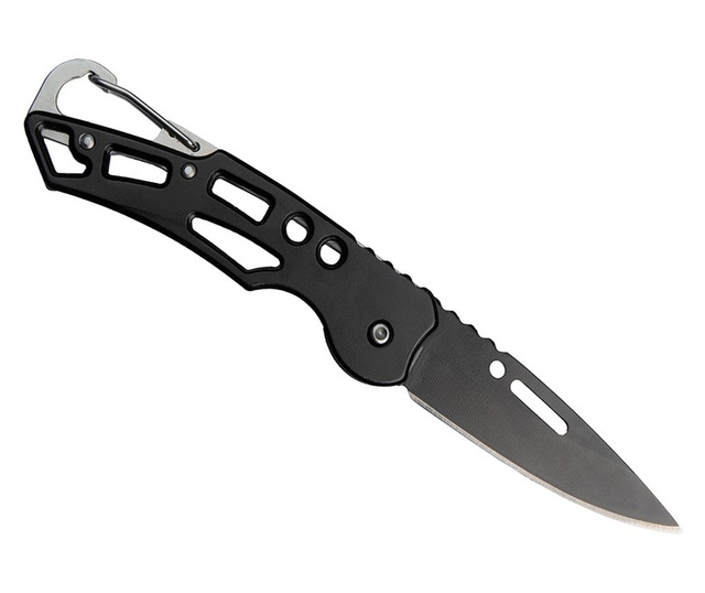 IdeallStore® zsebkés, futurisztikus kés, rozsdamentes acél, 15,5 cm, fekete
