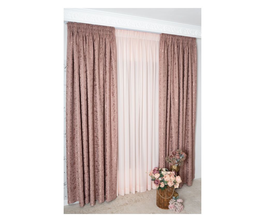 Set de 2 draperii semiopace,roz,DolceSara040,cu rejansa,400x250 - 2