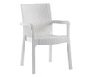 RAKI MARKIZ Set 4 scaune cu brate albe, plastic aspect ratan, 57х57хh87cm