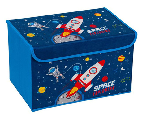 Кутия за съхранение Home, С капак, Дизайн на космос, Полиестер, 40х30х25 см, Син