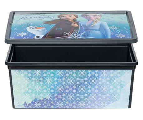 Кутия за съхранение, 10 л, С капак, Дизайн на Замръзналото кралство, Пластмаса, 37х26х14 см, Син