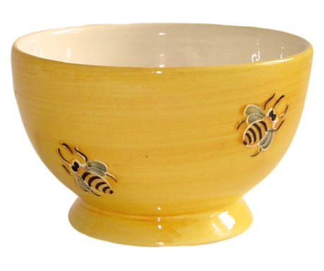 Cana ceramica pentru ceai, model albine, galben, 400 ml