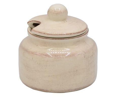 Recipient ceramica pentru miere, crem, Antik, 14x11.5 cm