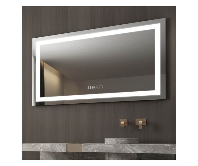 Oglinda baie, sistem iluminare LED, IP44, 120x70cm, D4228, Dezaburire, Touch, Ceas