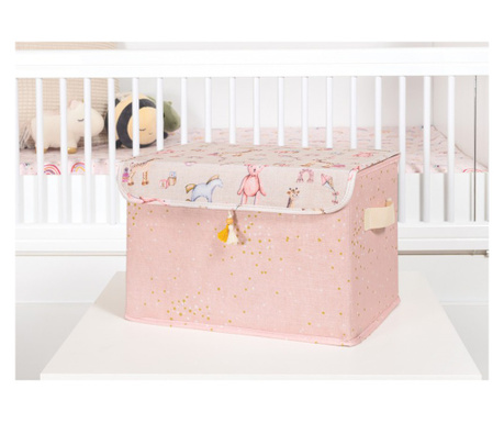 Cutie Maxi cu Capac Organizare Bebe, 35 x 24 x 23 cm, roz