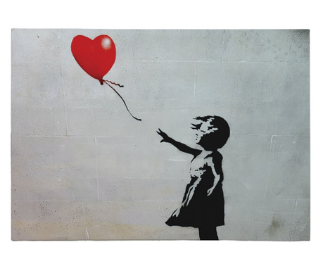 Tablou decorativ Wallxpert 966BRS1111, Fata cu balonul de Banksy, 50x70 cm, Multicolor