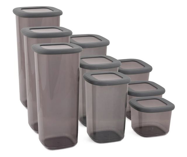 Hermia 964FRM1108 Cutie depozitare, plastic, 1.75l/1.2l/0.550l, 9buc, transparentă