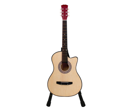 Класическа китара IdeallStore®, 95 см, дърво, фрак, естествена, с включена стойка