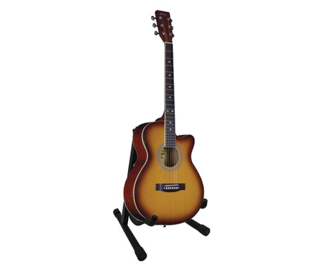 IdeallStore® klasszikus gitár, 95 cm, fa, Cutaway, narancs, állvánnyal