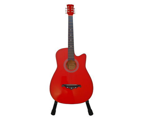 Класическа китара IdeallStore®, 95 см, дърво, фрак, червена, с включена стойка