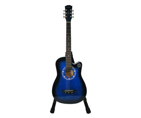 Класическа китара IdeallStore®, 95 см, дърво, фрак, синя, с включена стойка
