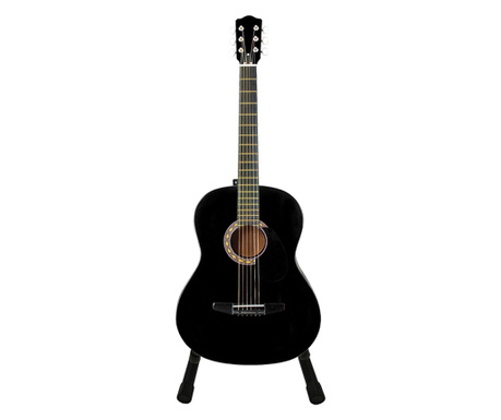 Klasszikus gitár IdeallStore®, 95 cm, fa, Classic, fekete, állvánnyal együtt